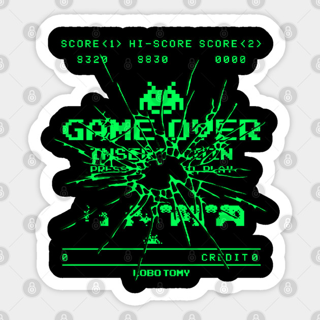 GAME OVER retro arcade game by LOBO TOMY Arcade Games Sticker
